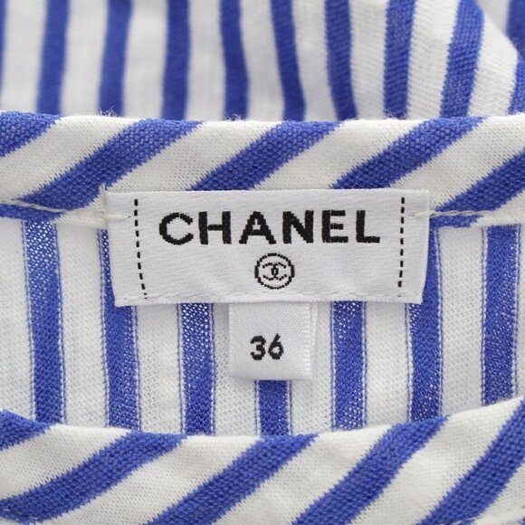 Authentic CHANEL Runway Resort La Pausa Striped Dress Blue White 2019 Cruise 36 - Picture 10 of 13